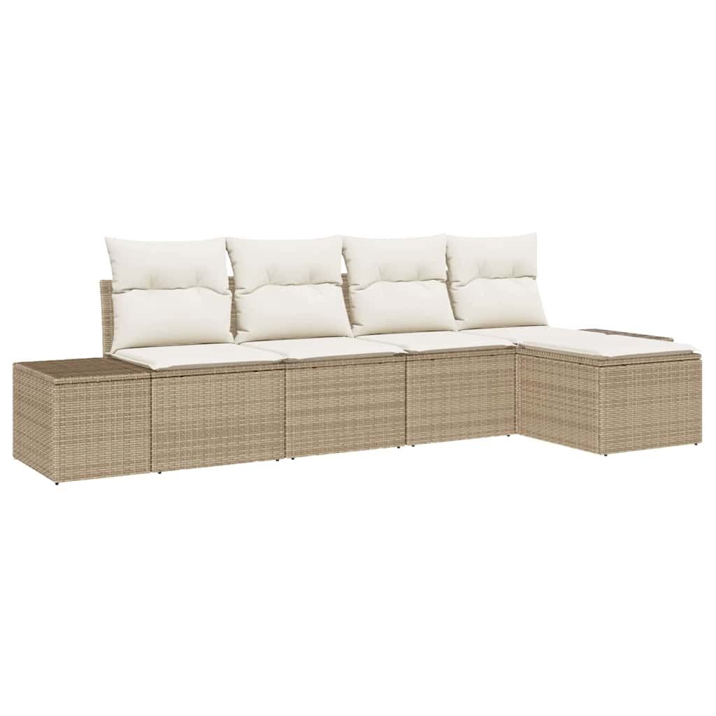 Garten-Sofa-Set mit Kissen mit Speicher 5 pcs Beige und Creme